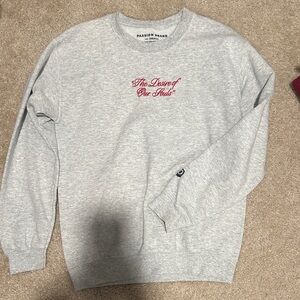 Passion Brand Gray Crewneck Sweatshirt with Red Script